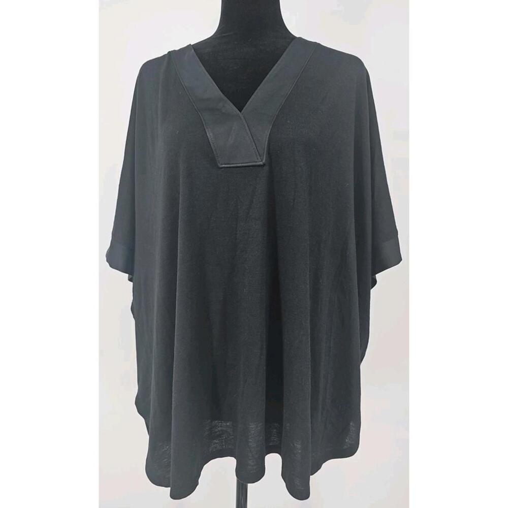 N by Natori Lounge Top Large Black PJ Oversized Shirt Comfy Rayon Soft